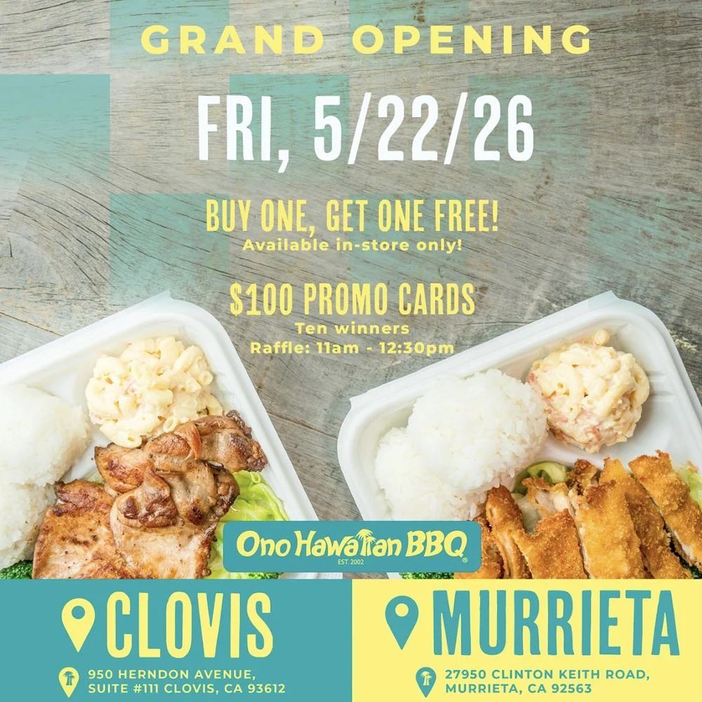 Aloha in the Inland Empire: Ono Hawaiian BBQ Set to Celebrate Grand Opening in Murrieta