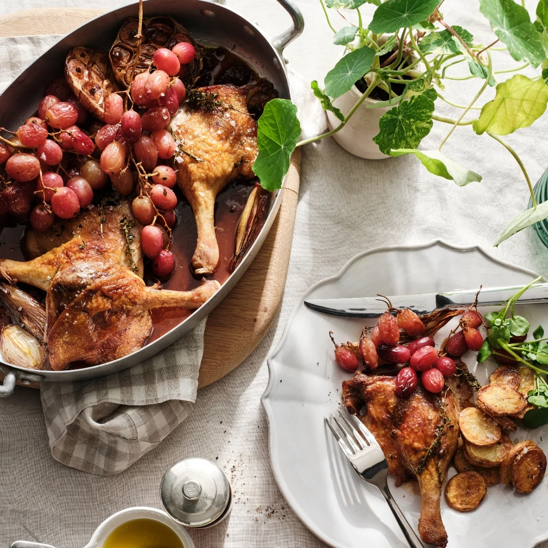 Culinary Masterpiece Unveiled: Chef Clare Maguire’s Braised Duck with Grapes and Duck-Fat Potatoes Redefines Sophistication