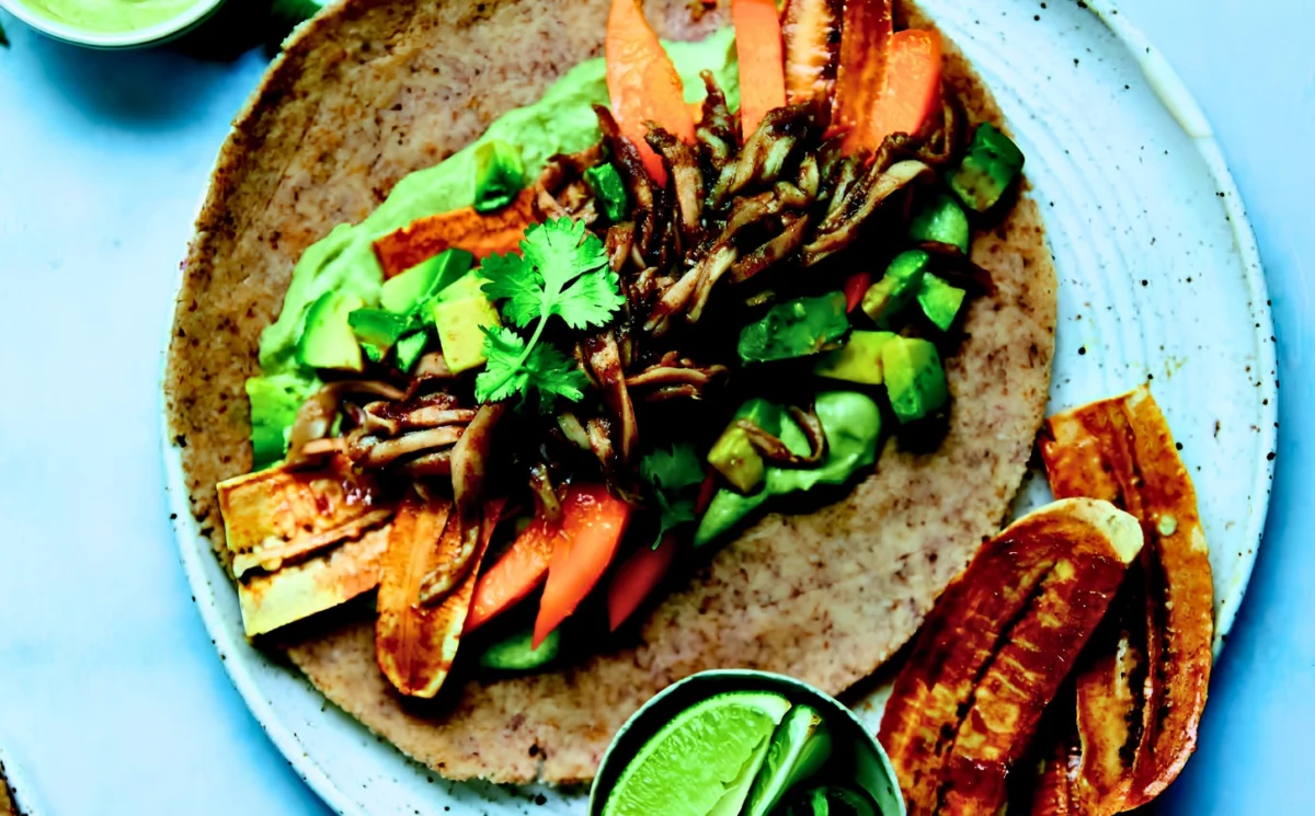 Island-Style Jerk Pulled Mushroom Wraps
