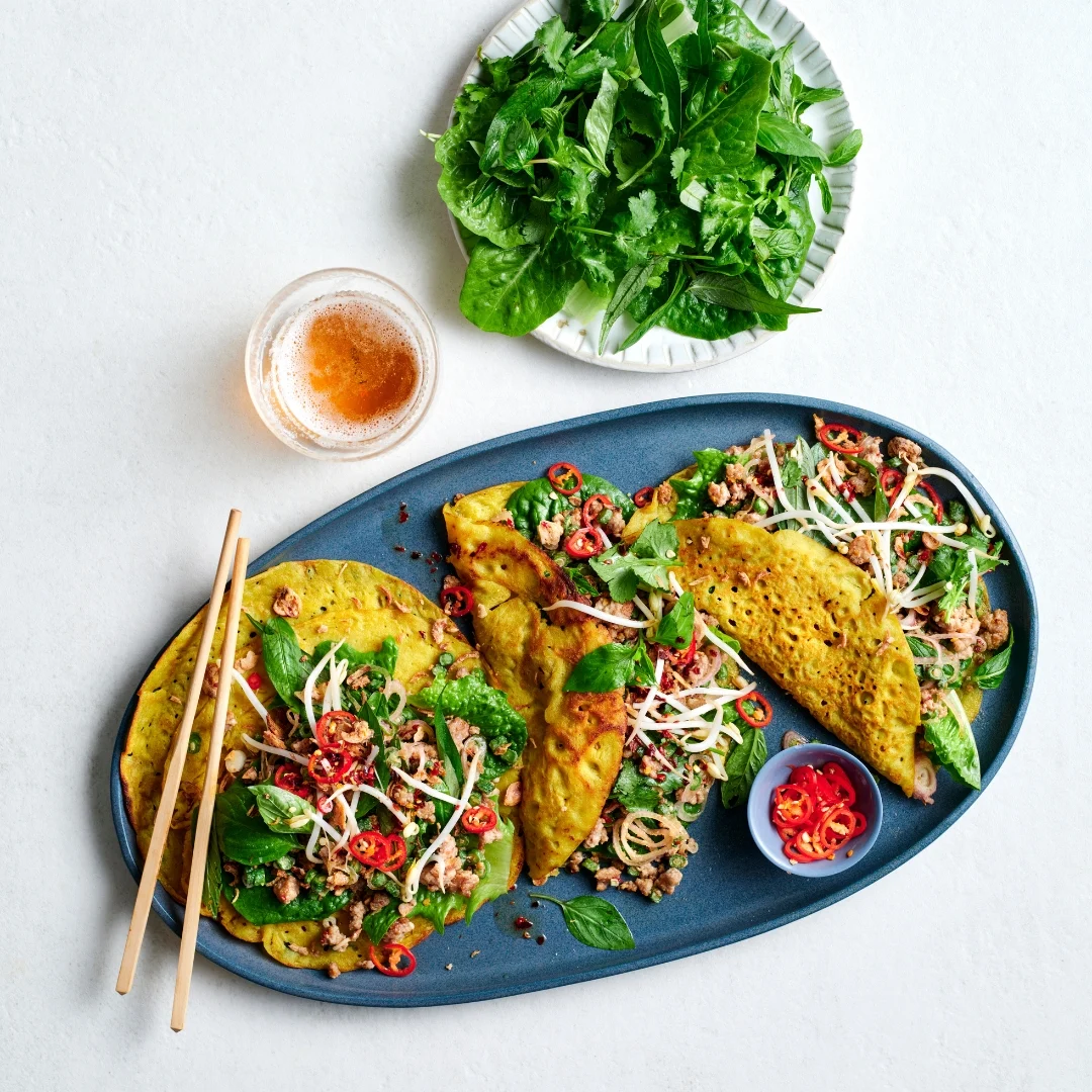 Gourmet Traveller Unveils a Modern Twist on a Vietnamese Classic: Bánh Xèo with Punchy Pork Larb