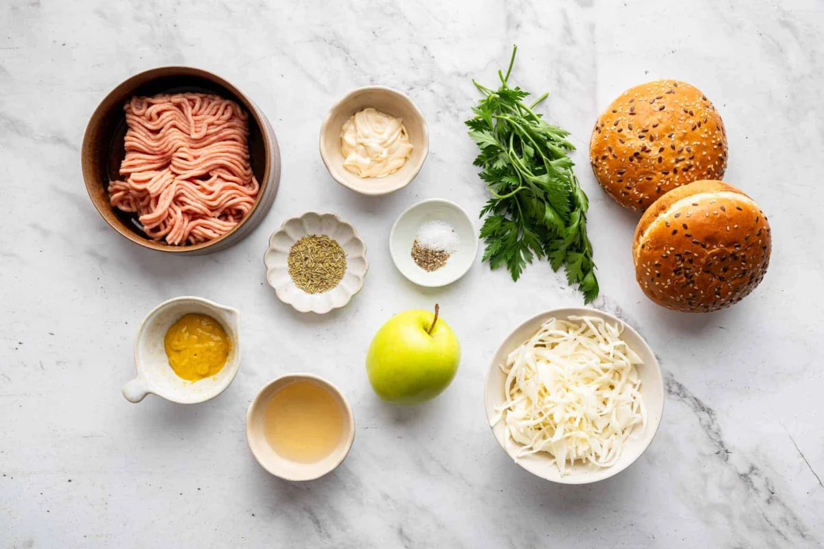 Juicy Ground Chicken Burgers Elevate Weeknight Grilling for Two with Tangy Green Apple Slaw