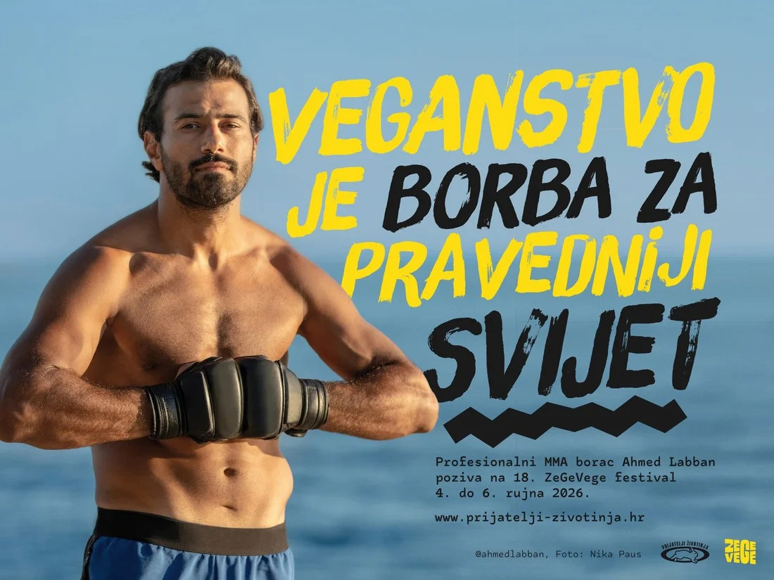 Vegan MMA Fighter Ahmed Labban Champions a More Just World on Croatian Festival Billboard
