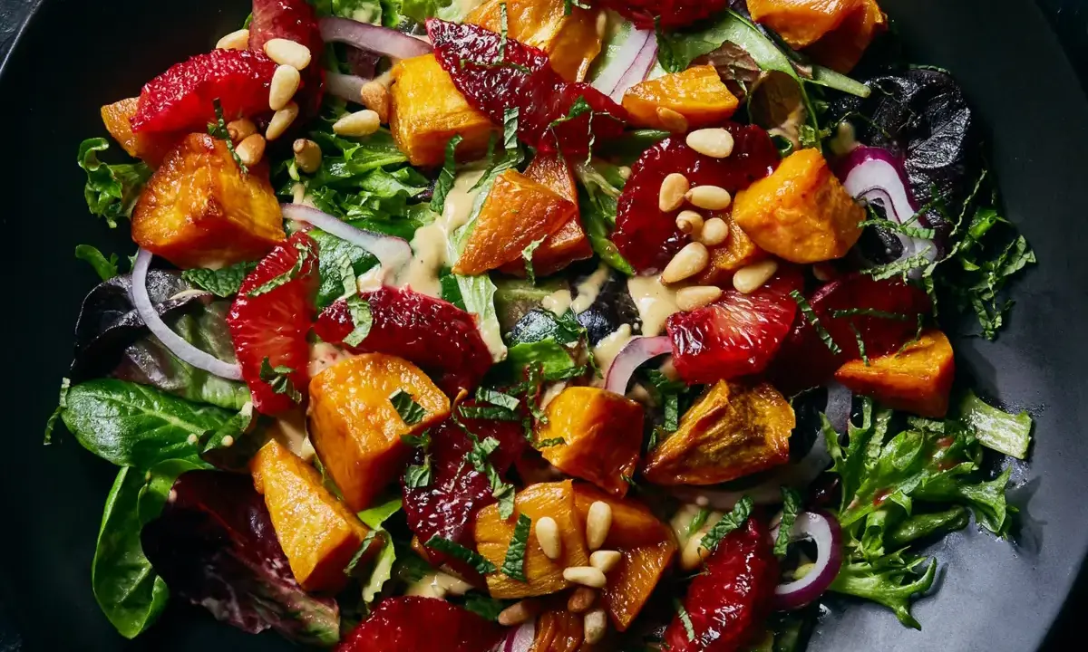 A Symphony of Sweetness and Zest: The Blood Orange and Roasted Sweet Potato Salad Takes Center Stage