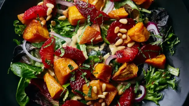 A Symphony of Sweetness and Zest: The Blood Orange and Roasted Sweet Potato Salad Takes Center Stage