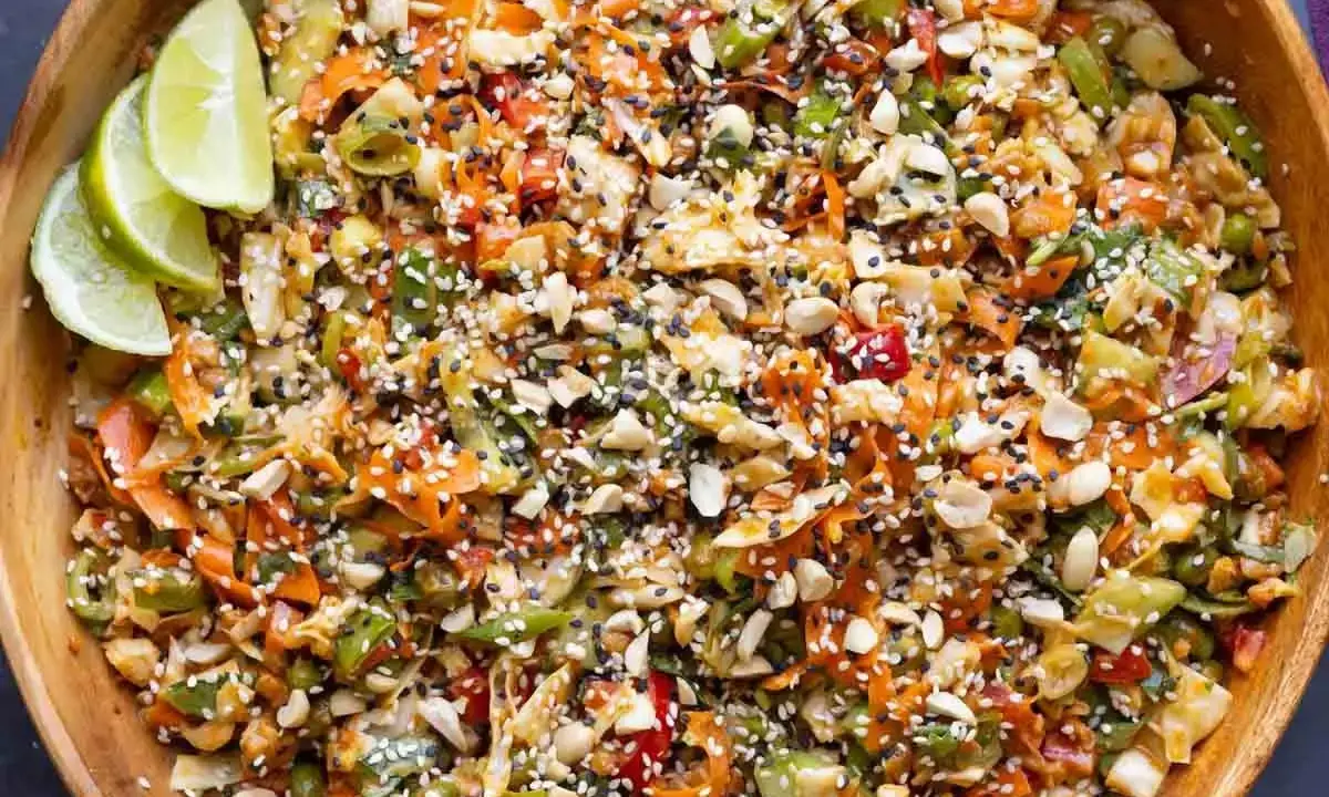 Powerhouse Plant-Based Salad Packs a Flavor Punch with Creamy Peanut Gochujang Dressing